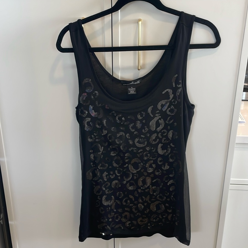 Cheetah print sequin tank top